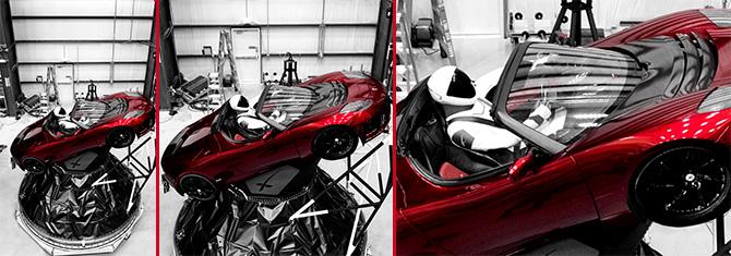 Tesla Roadster in Space-Falcon X Space X