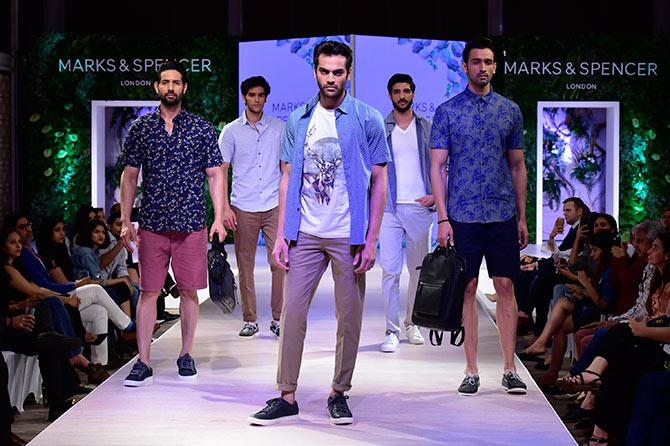 esha gupta, ali fazal at marks and spencer show