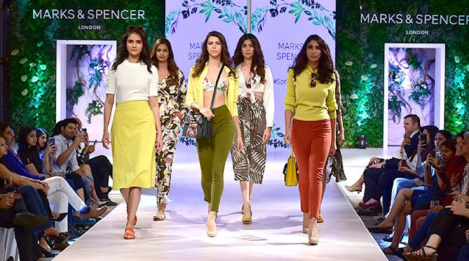 esha gupta, ali fazal at marks and spencer show