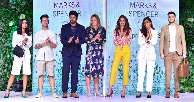 esha gupta, ali fazal at marks and spencer show