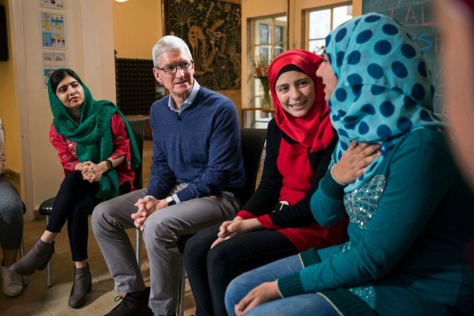 Malala and Tim Cook