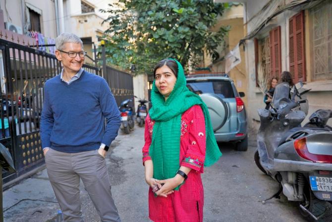 Malala and Tim Cook