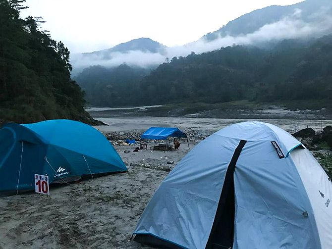 Camping on the Siang river. Photograph: Courtesy Arunachal Tourism.