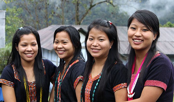 Gilrs of the Adi tribe. Photograph: Courtesy Arunachal Tourism.