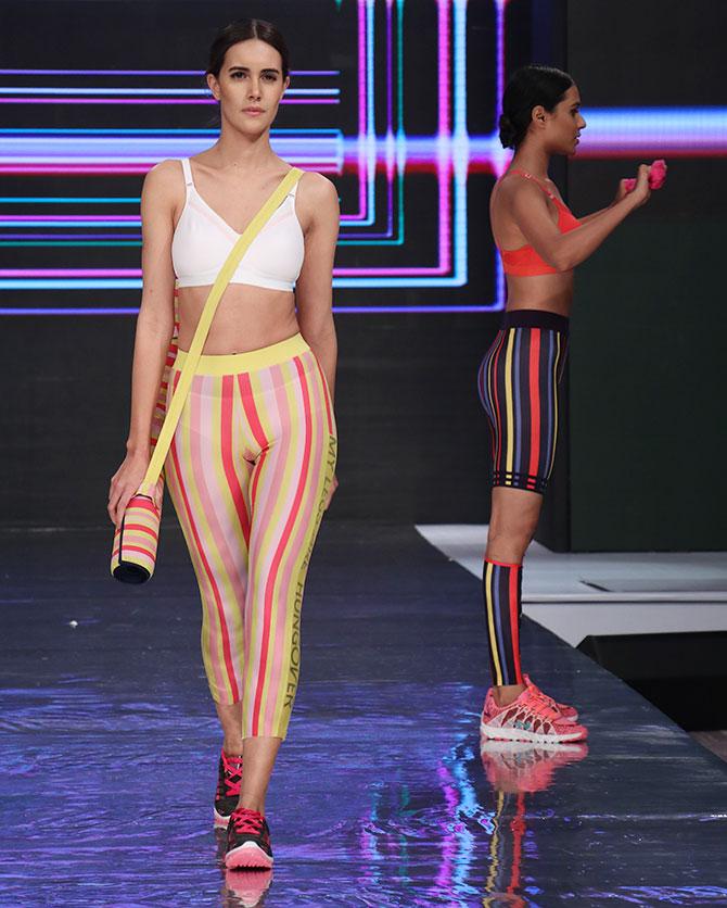 Mandira Bedi walks for Triumph International's Triaction show