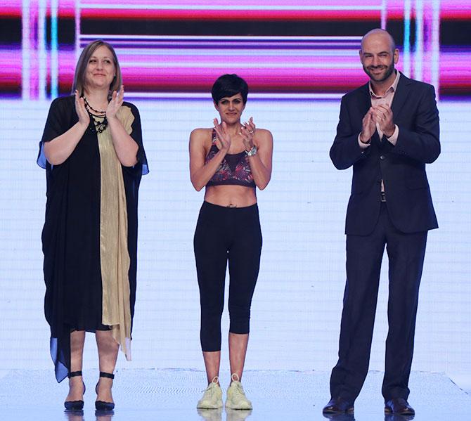 Mandira Bedi walks for Triumph International's Triaction show