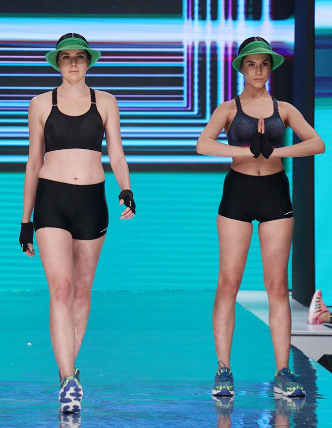 Mandira Bedi walks for Triumph International's Triaction show