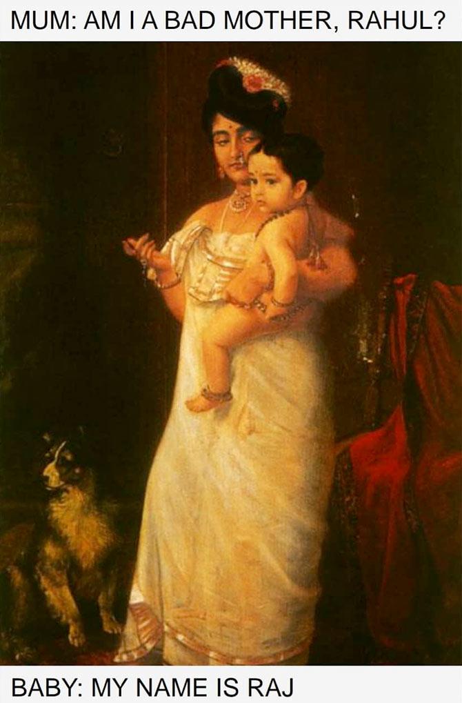 Raja Ravi verma memes as imagined by Sowmya