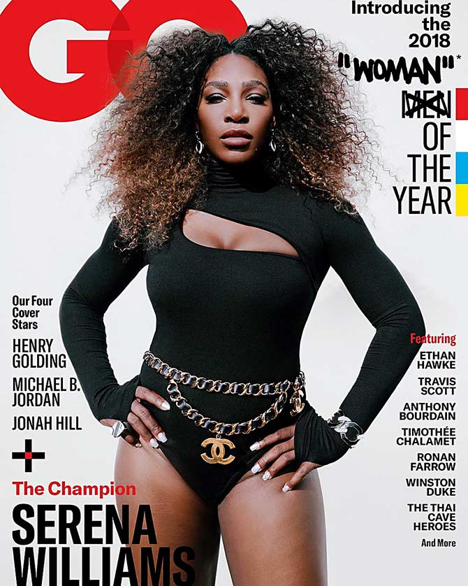Off-duty chic! Serena's black bodysuit is downright sexy