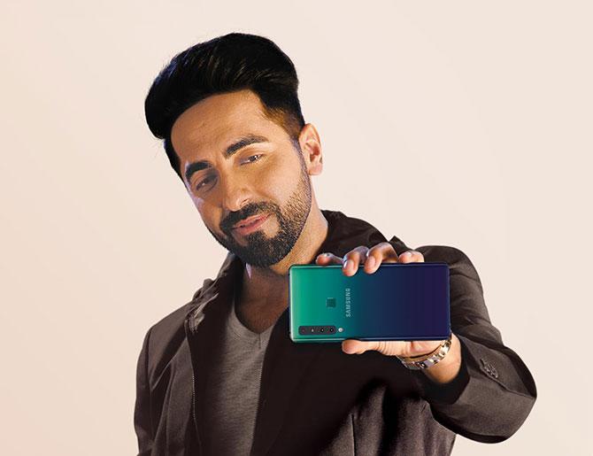 Ayushmann Khurrana with the Samsung Galaxy A9. Photograph: Kind courtesy samsung.com