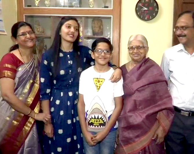 Srushti Deshmukh celebrates with her family
