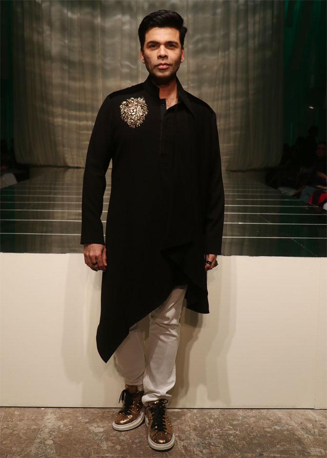 Karan Johar attends Manish Malhotra's show at Lakme Fashion Week Winter/Festive 2019 in Mumbai