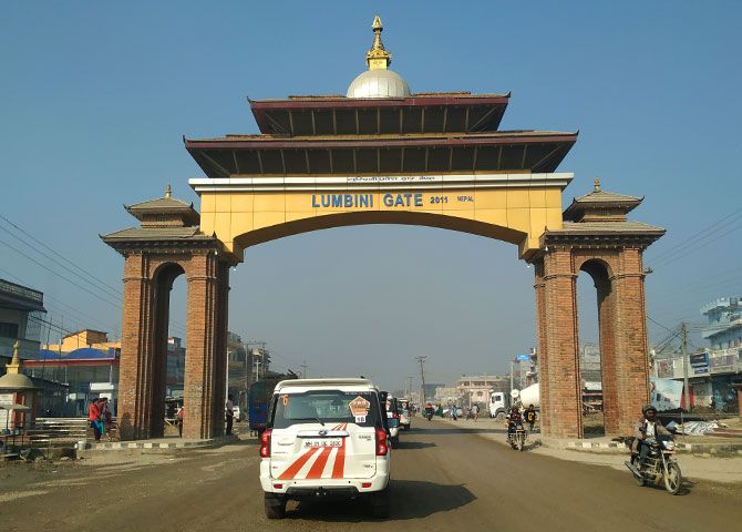 Rolling into Lumbini. Photograph: Rajesh Karkera/Rediff.com.