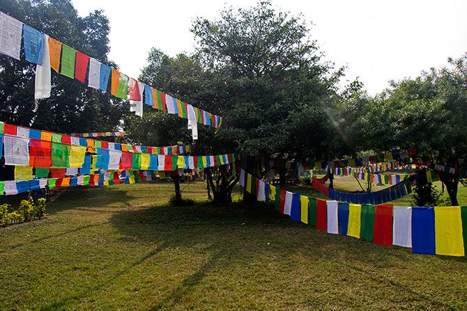 Place of peace at Buddha's birthplace. Photograph: Rajesh Karkera/Rediff.com.