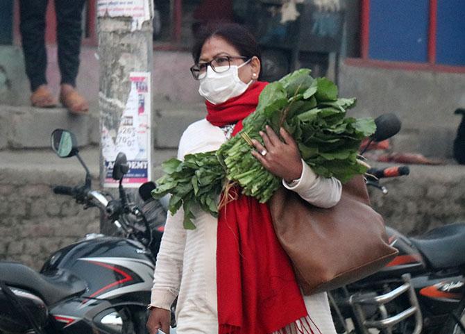 Face masks in kathmandu on almost everyone on the road