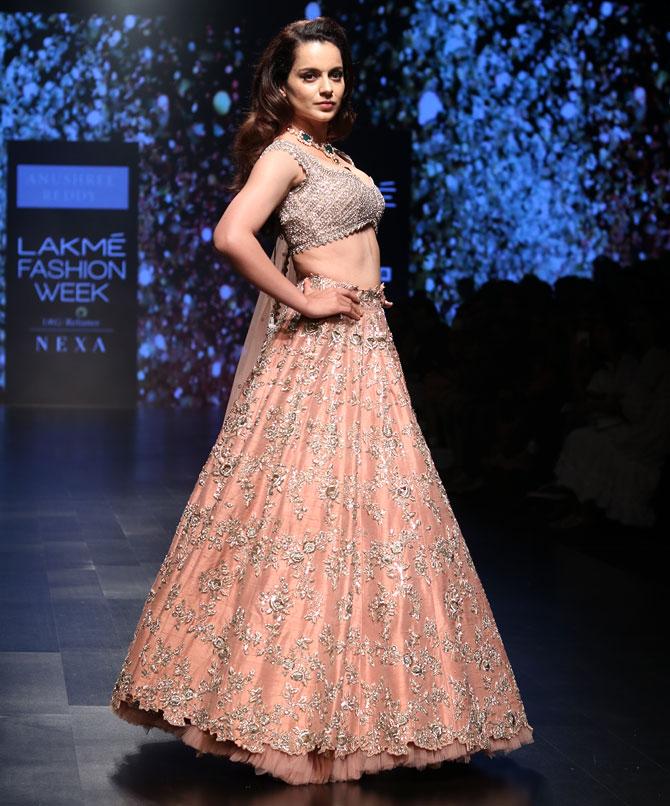 Kangana Ranaut walks for Anushree Reddy at Lakme Fashion Week 