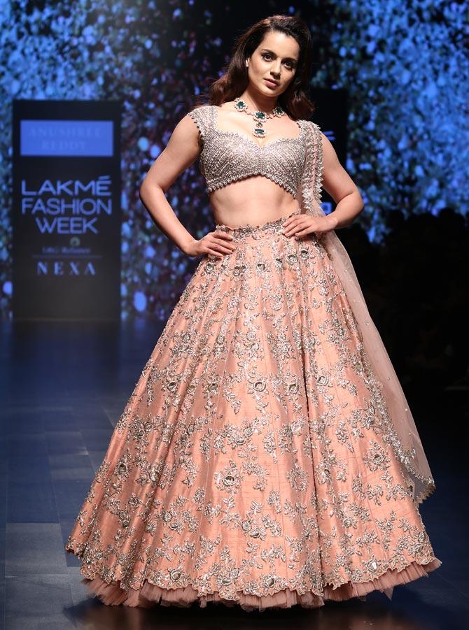 Kangana Ranaut walks for Anushree Reddy at Lakme Fashion Week 