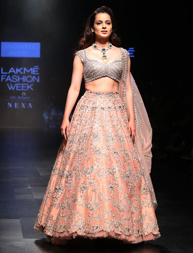 Kangana Ranaut walks for Anushree Reddy at Lakme Fashion Week 