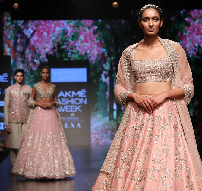 Kangana Ranaut walks for Anushree Reddy at Lakme Fashion Week 