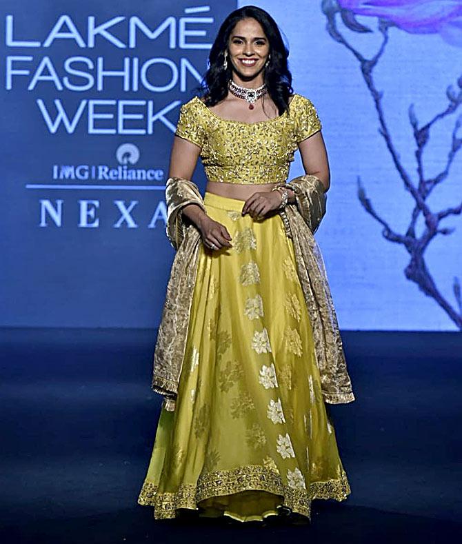 Saina Nehwal at Lakme fashion week summer/resort 2019