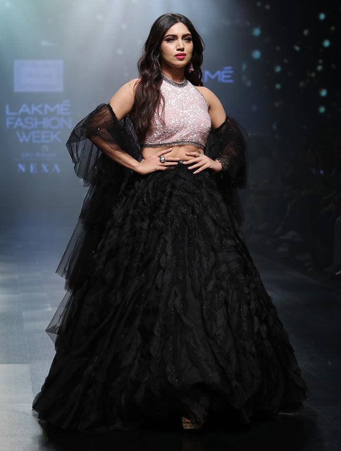 Isabelle Kaif, Bhumi Pednekar and Karan Johar walk for Shehlaa Khan