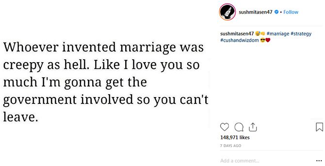 Sushmita Sen's post about marriage