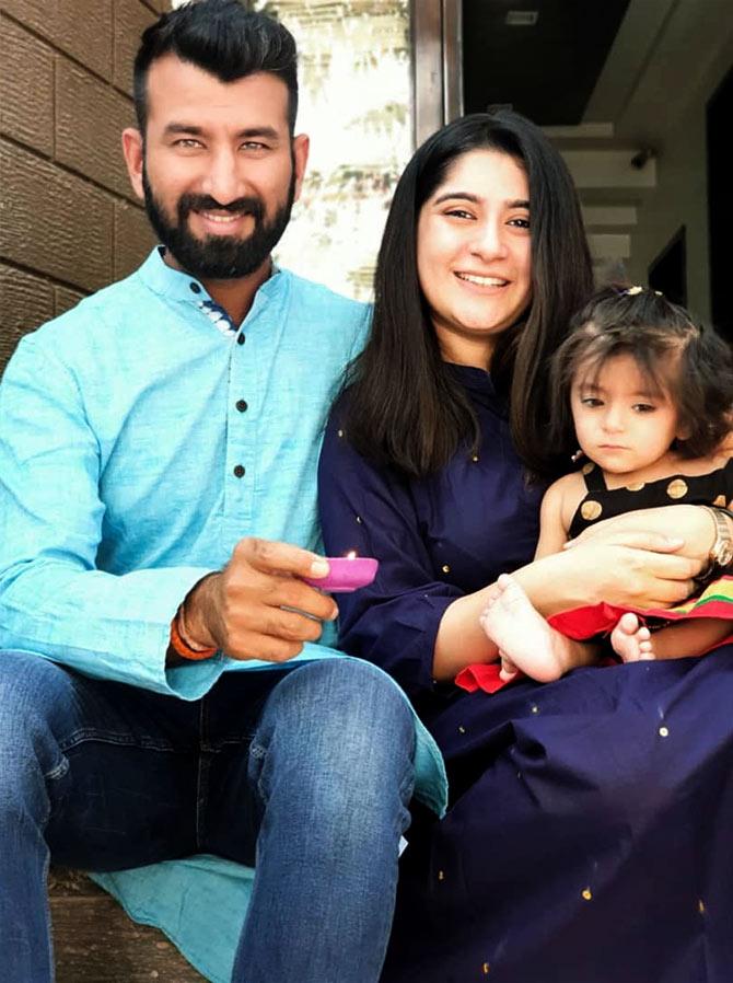 Cheteshwar Pujara with his family