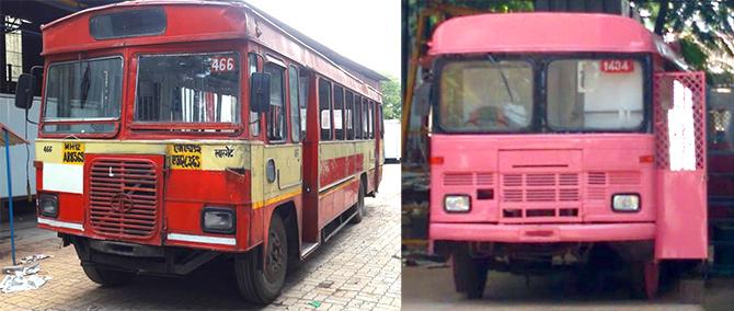 A BEST bus is transformed into a fancy toilet for women