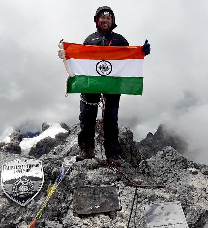 Satyarup Siddhanta atop Carstensz Pyramid 