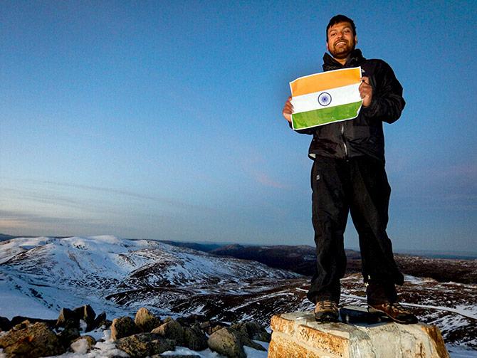 Satyarup Siddhanta atop Mount Kosciuszko 