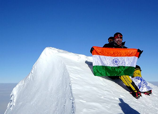 Satyarup Siddhanta atop Mount Vinson Massif