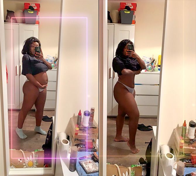 Fatimah shared this picture of her bloated belly
