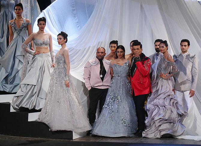 Tabu and Karan Johar turn showstoppers for Gaurav Gupta at Lakme Fashion Week 2019 in Mumbai