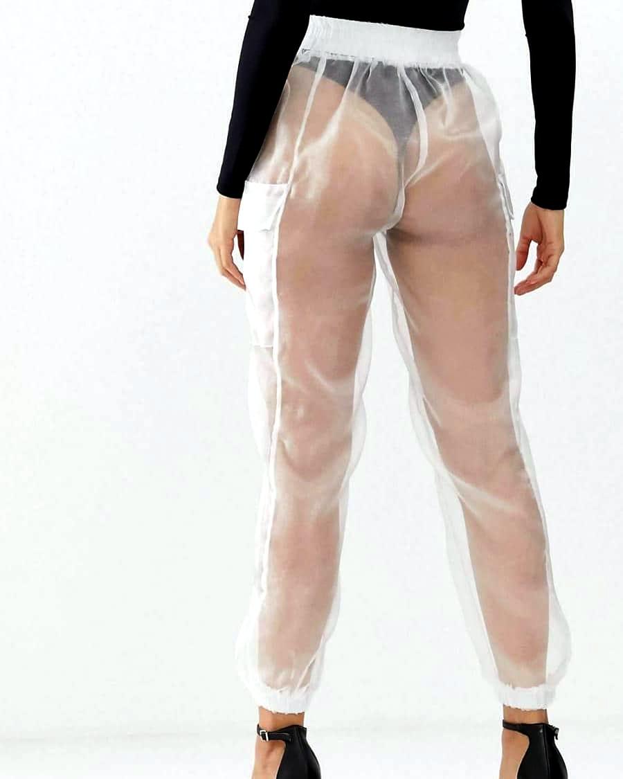 Flounce London sheer organza combat trousers