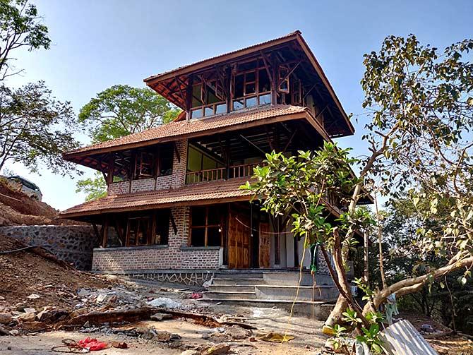 The exterior of a house the couple built in Kamshet, near Pune