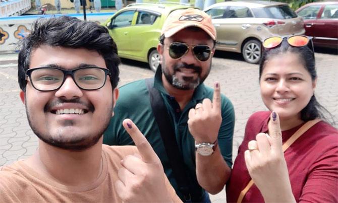 Saurabh Raikar with his parents Sandeep and Sneha Raikar