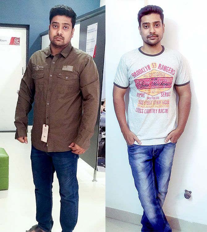 Navneet went from 75 kg to 59.5 kg in two months