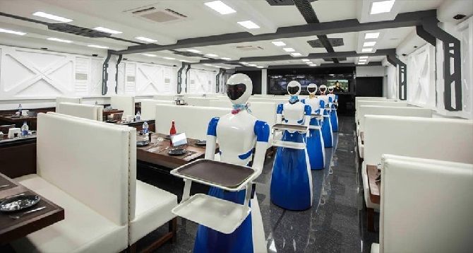 Robot restaurant, Bengaluru. Photograph: Kind corutesy https://robotrestaurant.in