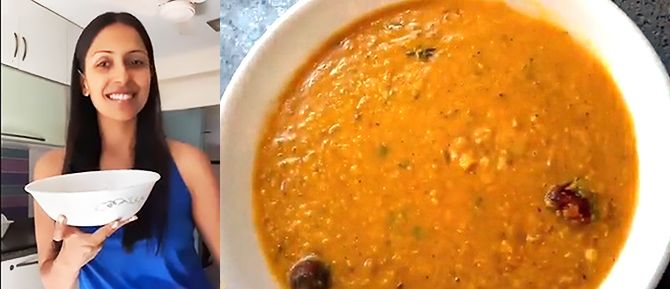 Candice Pinto makes dal fry at home