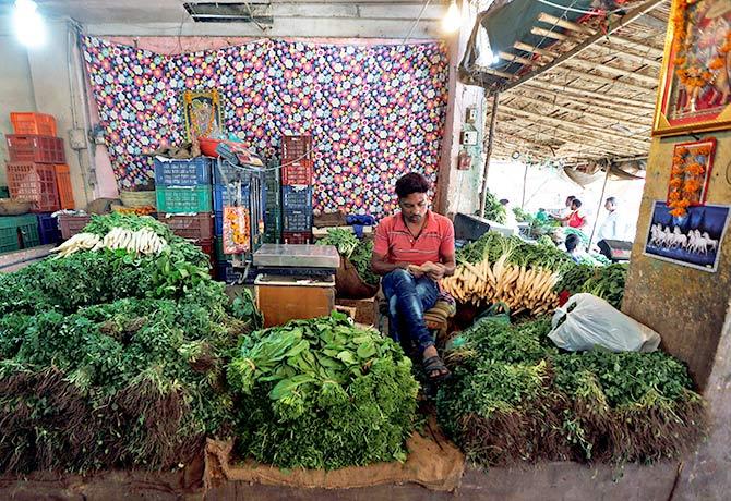 Vegetable market in Ahmedabad. Photograph: Amit Dave/Reuters