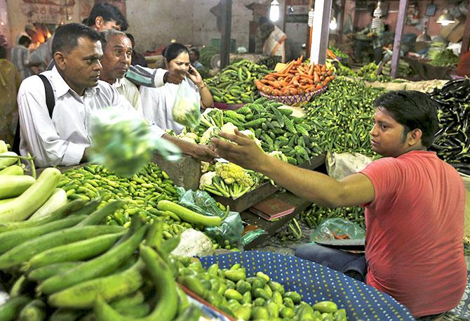 Vegetable market in Ahmedabad. Photograph: Amit Dave/Reuters