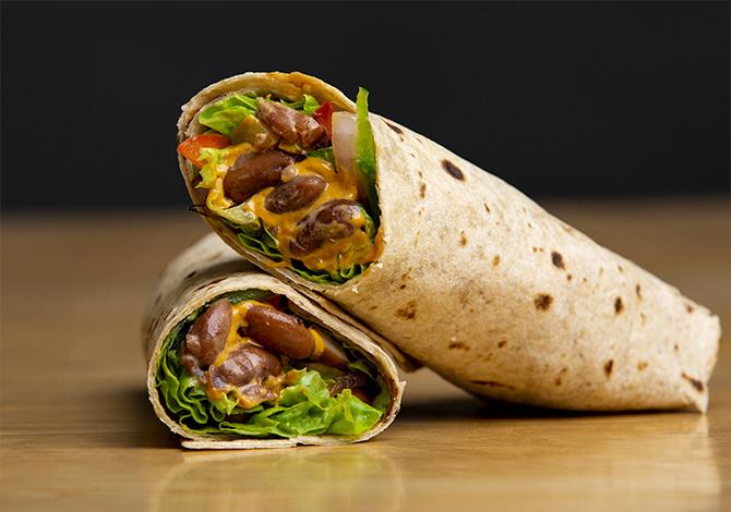 Red kidney beans tortila wrap