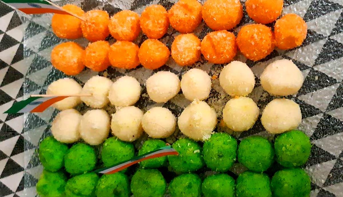 Tricolour Coconut Gulkand Ladoo