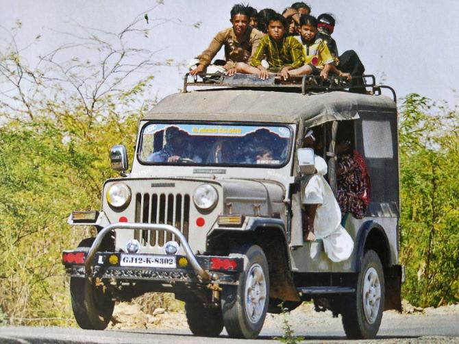 Mahindra commander on the road