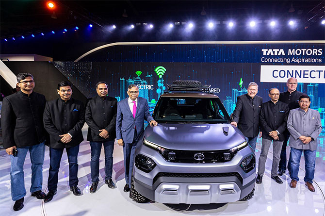 That Tata Motors leadership team wit the HBX Compact SUV concept