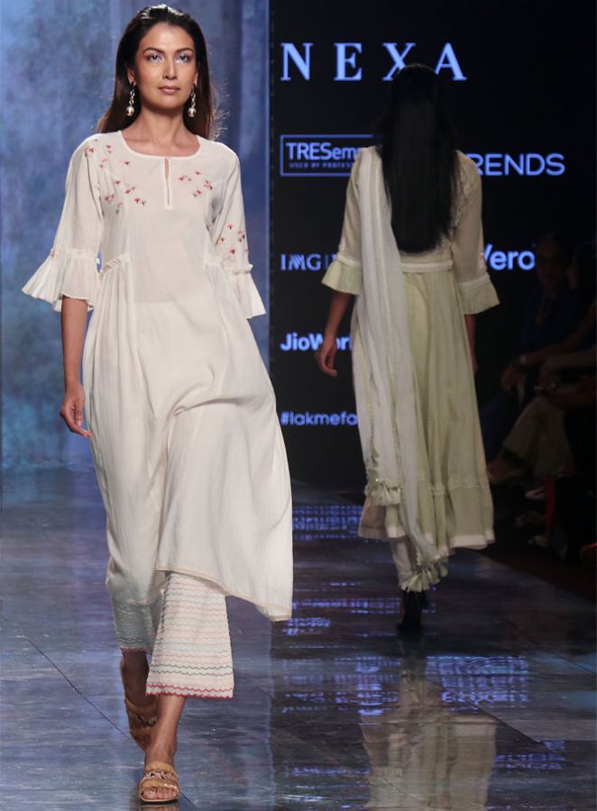 Dia Mirza walks for House of Kotwara at Lakme Fashion Week Summer/Resort 2020
