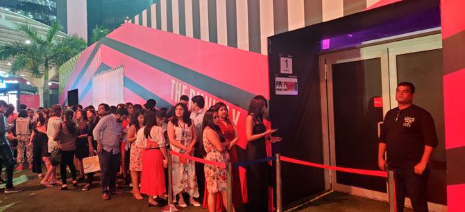 Audience members queueing up for Caprese x Shivan and Narresh. Photograph: Kshamaya Daniel/Rediff.com.   