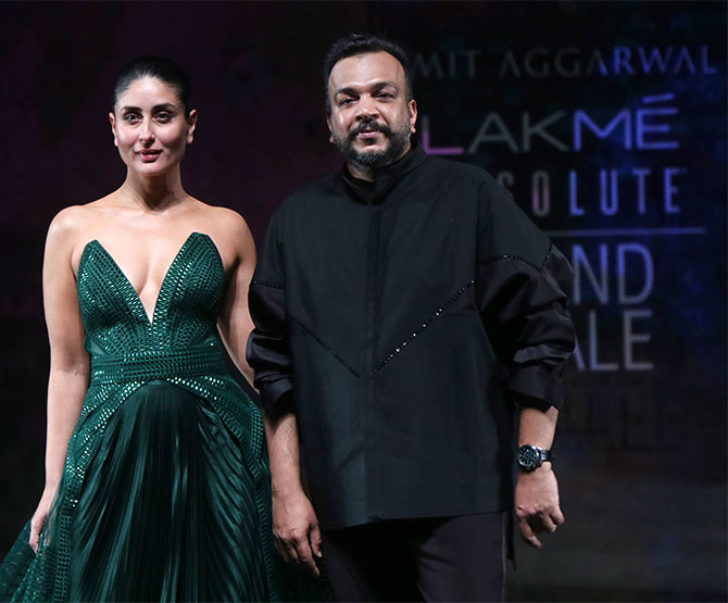 Kareena Kapoor walks for Amit Aggarwal at the Lakme Fashion Week in Mumbai