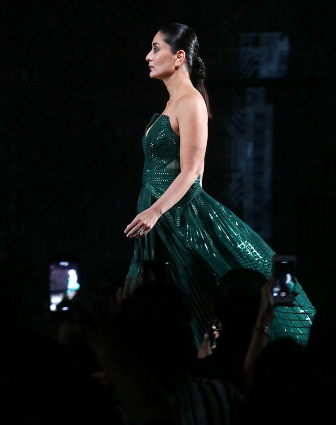 Kareena Kapoor walks for Amit Aggarwal at the Lakme Fashion Week in Mumbai