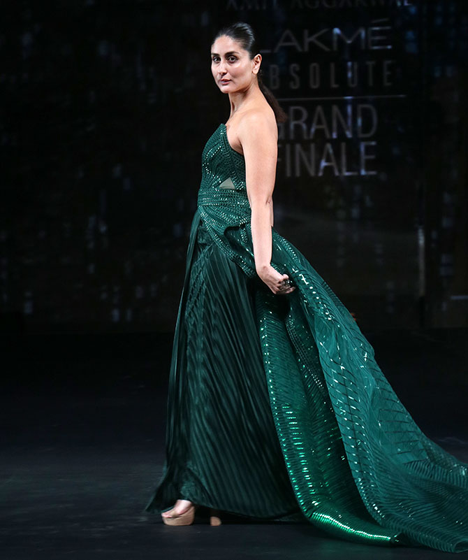 Kareena Kapoor walks for Amit Aggarwal at the Lakme Fashion Week in Mumbai